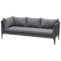 Loungesofa Infinity Aus Kunststoffgeflecht mit Kissen - Anthrazit/Schwarz, Basics, Kunststoff/Metall (227/58/83cm)