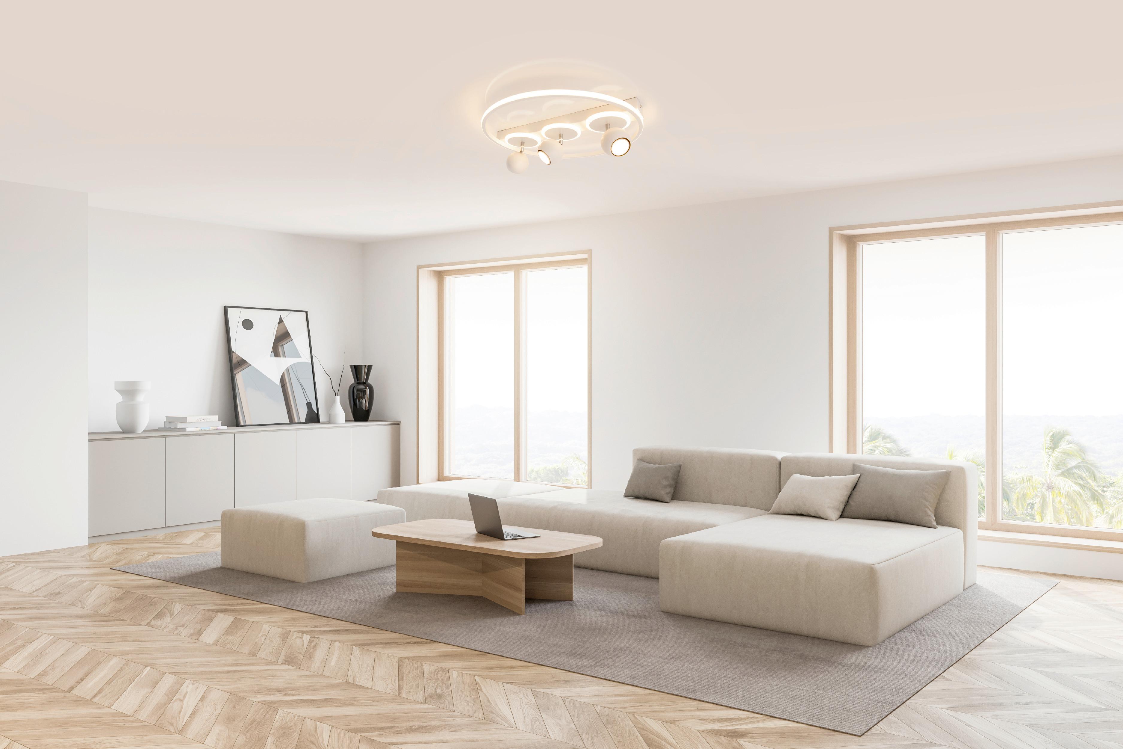 Led-deckenleuchte Ø 50 Cm 3-Flammig - Weiß, Design, Kunststoff/Metall (50/15,5cm) - Näve