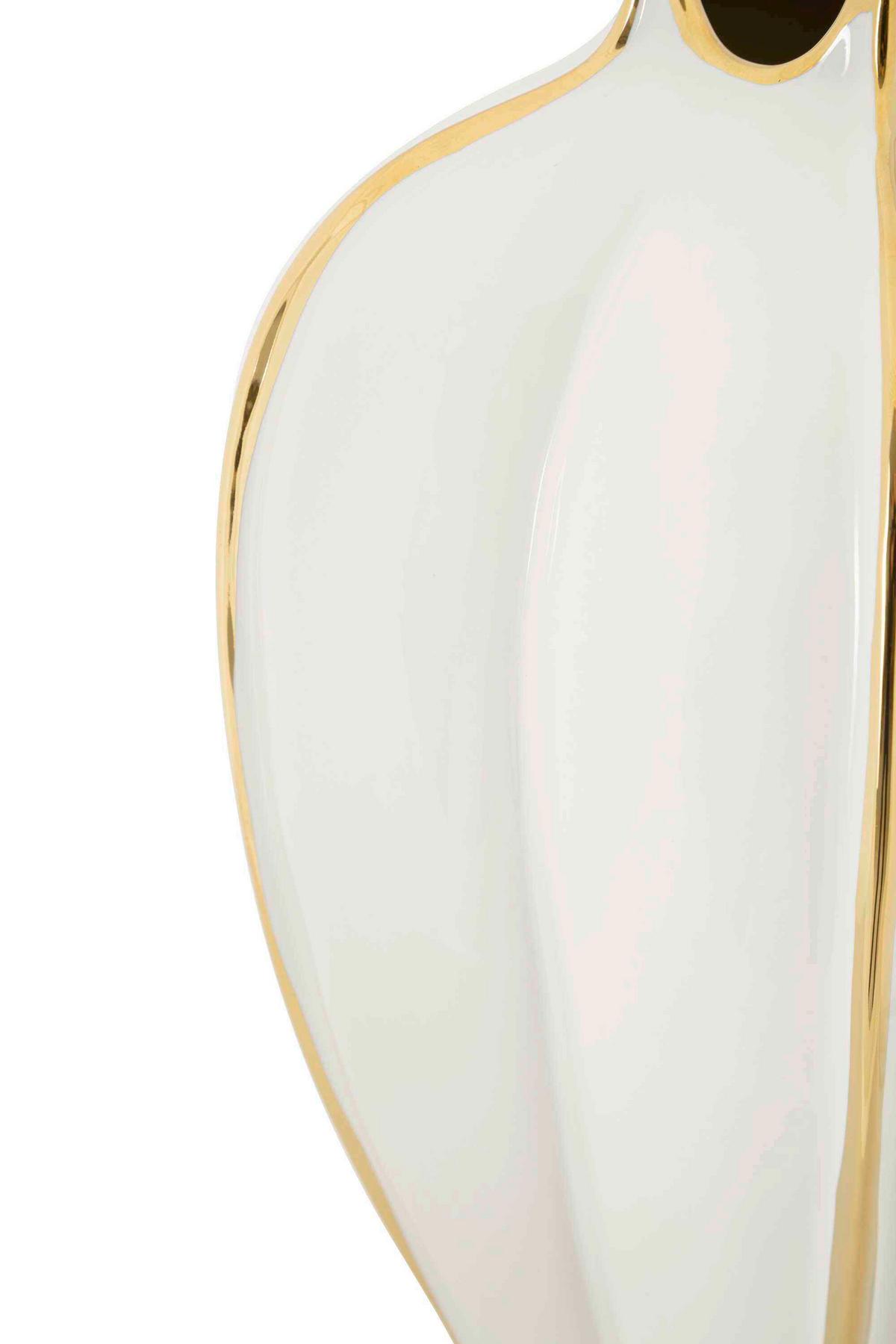 Vase Potter Weiß, Goldfarben B:21cm - Goldfarben/Weiß, Basics, Keramik (21/40/21cm)