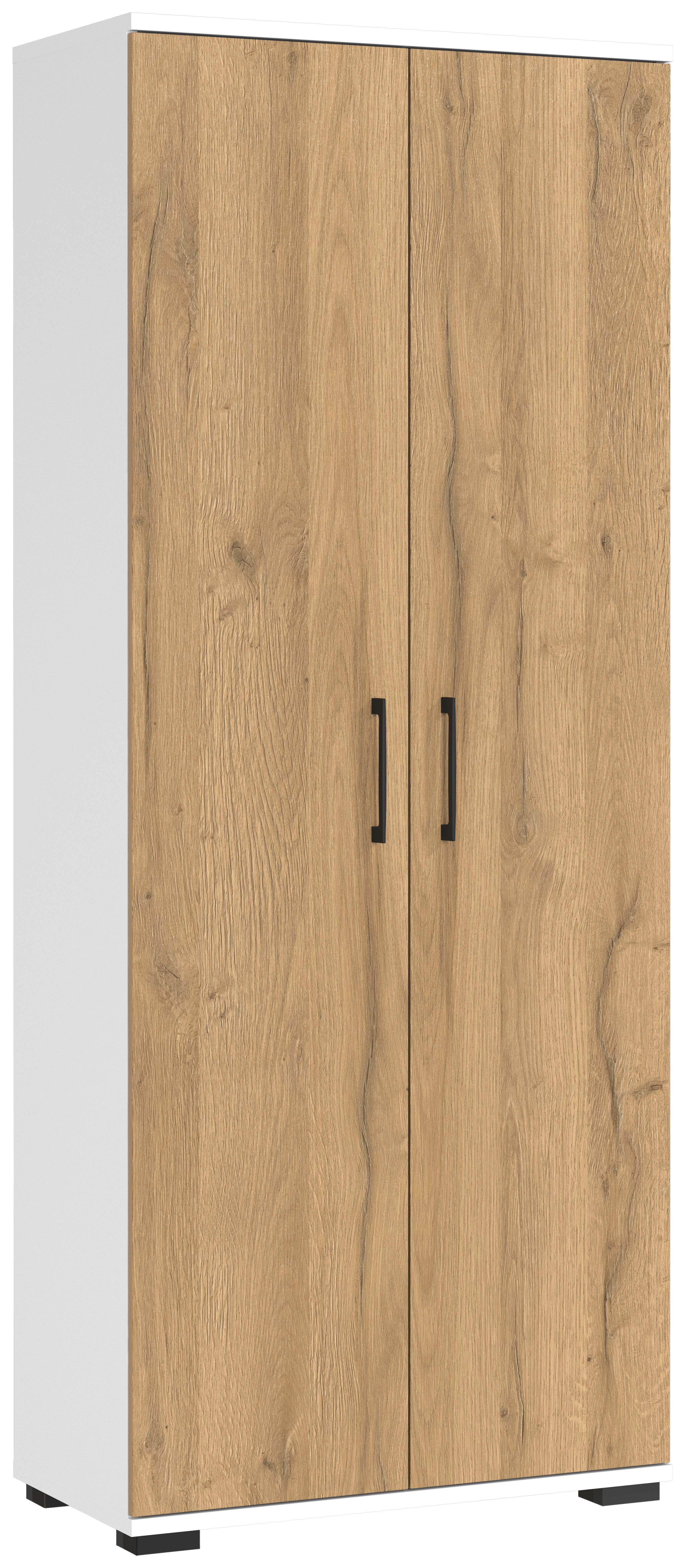 Aktenschrank Profi Weiß/Eiche Dekor B: 80cm - Eichefarben/Weiß, MODERN, Holzwerkstoff (80/200/40cm) - Germania