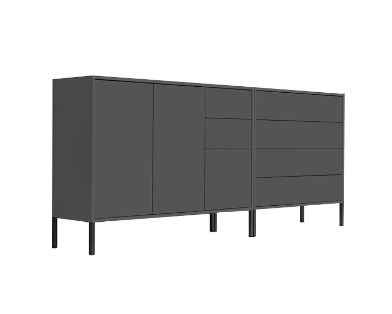 Sideboard Mailand 9 B: 184,5cm Anthrazit - Anthrazit, MODERN, Holzwerkstoff (184,5/86/33cm) - MID.YOU
