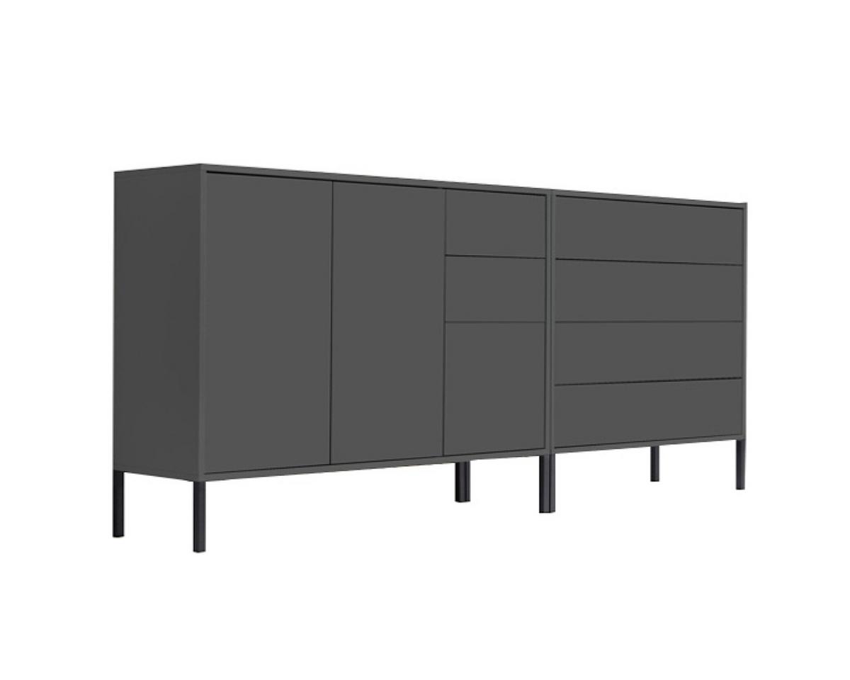 Sideboard Mailand 9 B: 184,5cm Anthrazit - Anthrazit, MODERN, Holzwerkstoff (184,5/86/33cm) - MID.YOU