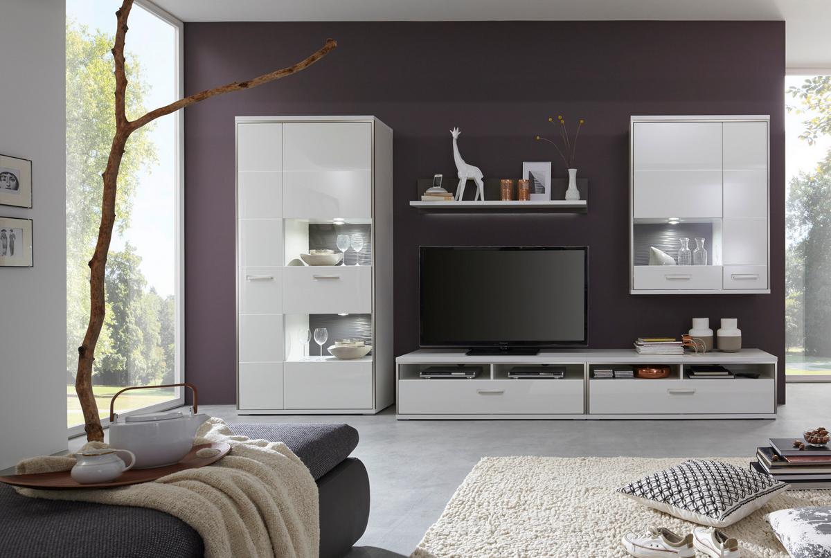 Wandboard Trento B: 124 cm Grau/Weiß - Weiß Hochglanz/Grau, Design, Holzwerkstoff (124/25/22cm) - Livetastic