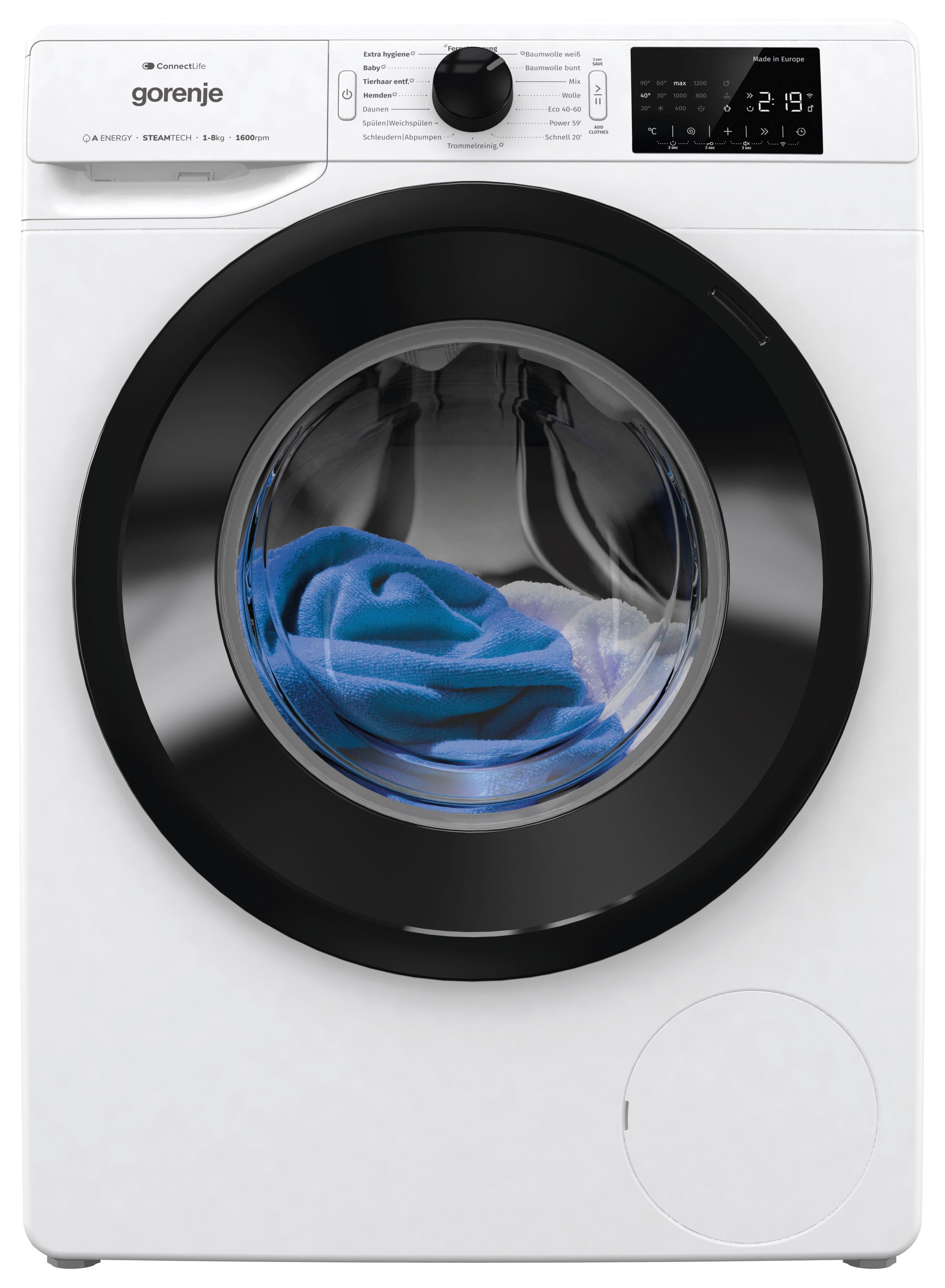 Waschmaschine Wpnei86ats - Schwarz/Weiß, Basics, Glas/Kunststoff (60/85/54,5cm) - Gorenje