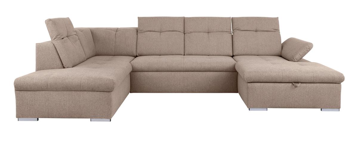 Wohnlandschaft Ramzes Hellbraun U: 215x328x173 cm - Hellbraun/Grau, Design, Textil (215/328/173cm) - MID.YOU