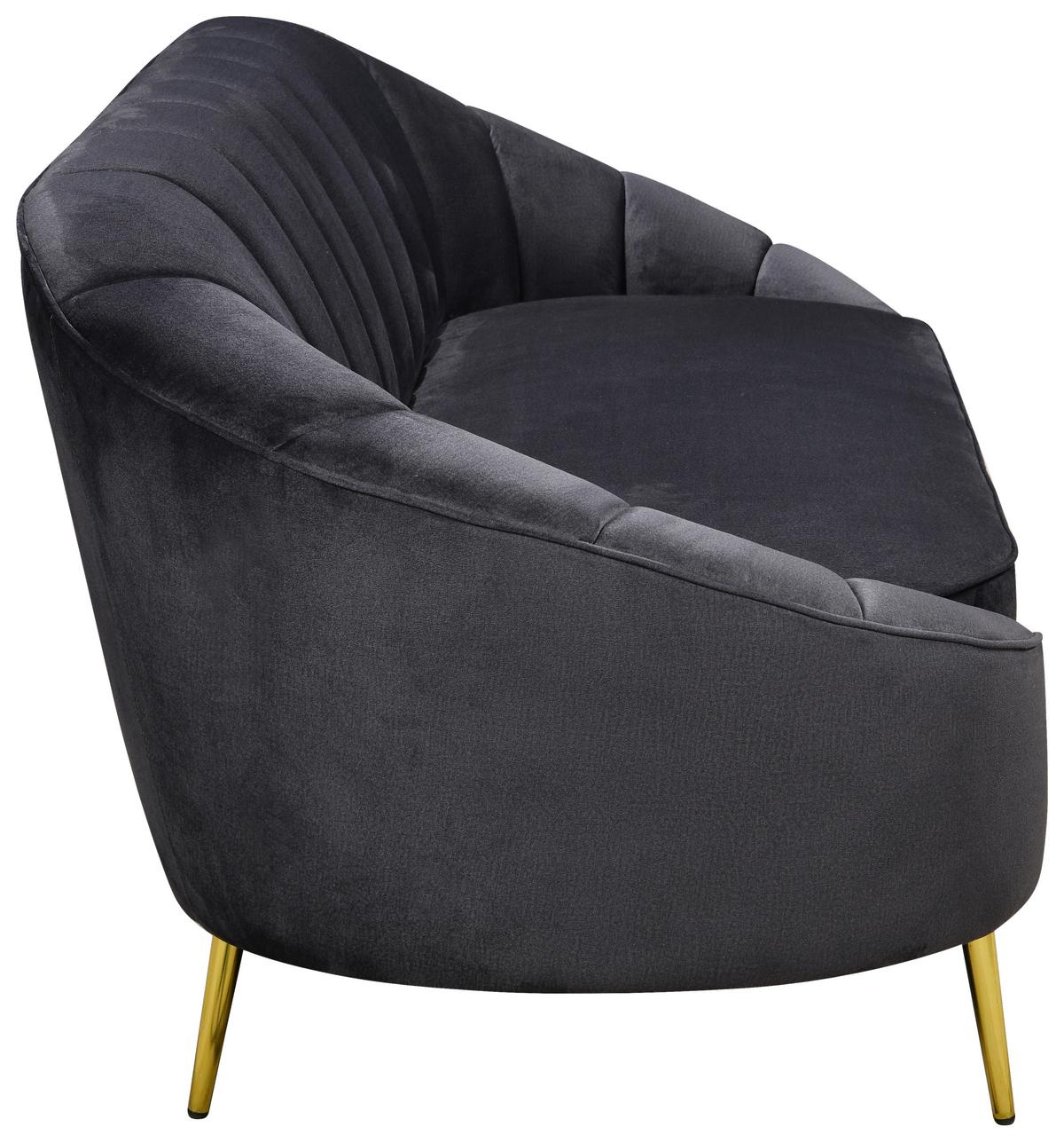 3-sitzer-sofa Stella Dunkelgrau B: 210 Cm - Dunkelgrau/Messingfarben, Design, Holz/Textil (210/82/90cm) - Livetastic