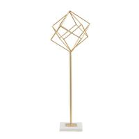 Skulptur Decor Cube Weiß, Goldfarben, H: 52,5 Cm - Goldfarben/Weiß, Basics, Stein/Metall (16/52.5/18cm)