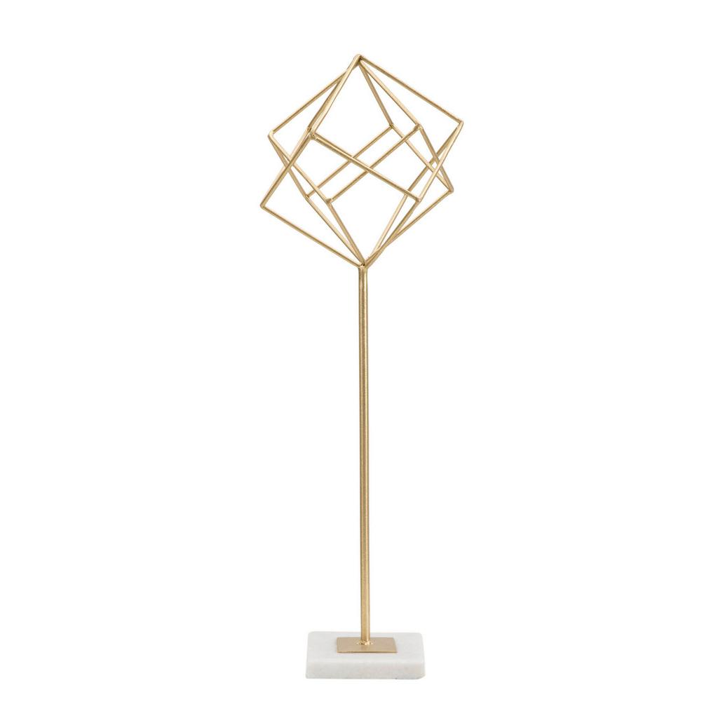 Skulptur Decor Cube weiß, goldfarben, H: 52,5 cm
