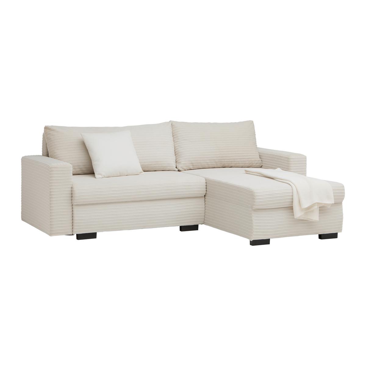 Rohová sedačka GENEVE, oboustranná, béžový manšestr - černá/béžová, Konvenční, textil/plast (225/86/167cm) - Mömax