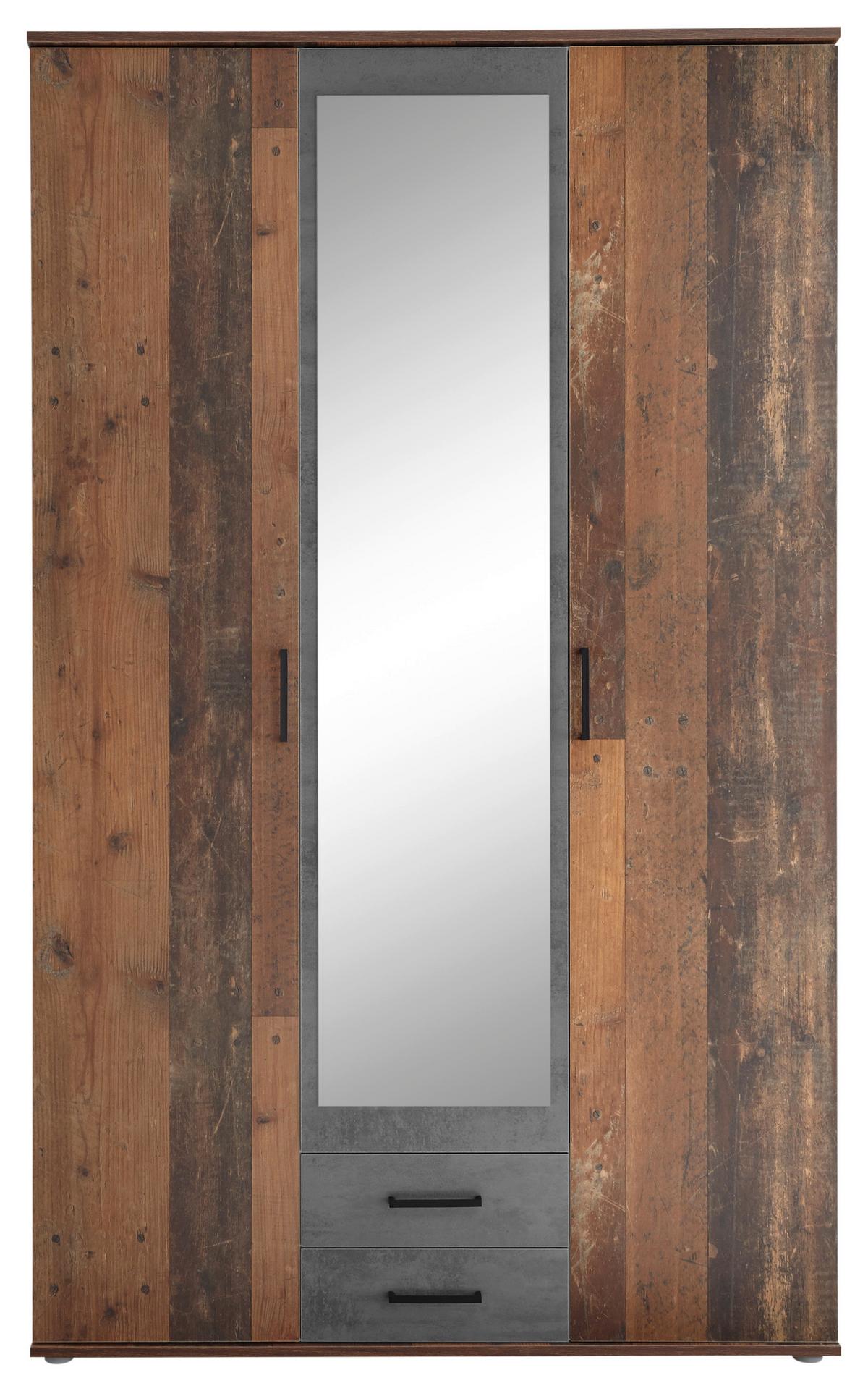 Drehtürenschrank Mit Spiegel B: 120 Cm Chicago - Schieferfarben/Akaziefarben, Basics, Glas/Holzwerkstoff (120/196/53,5cm) - MID.YOU
