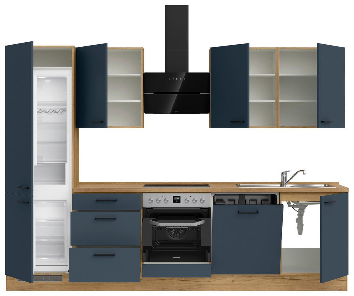 Küchenleerblock Easytouch High-Line, H10 Links - Blau/Eichefarben, MODERN, Holzwerkstoff (300cm) - Nobilia