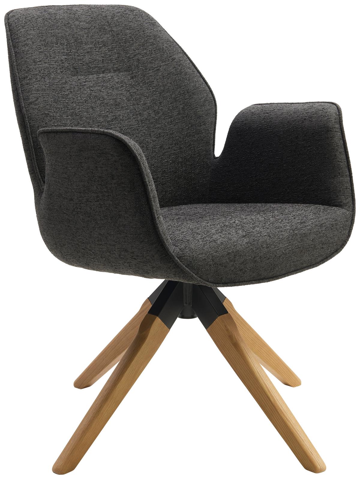 Armlehnstuhl Savona Anthrazit mit drehbarer Sitzfläche - Anthrazit/Naturfarben, MODERN, Holz/Textil (61/84/62cm) - MID.YOU
