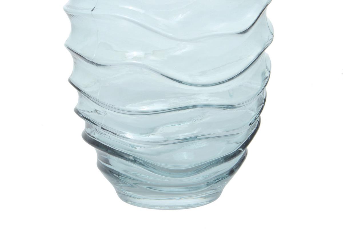 Vase Sidney Bauchig Glas Blau H: 25,5 Cm - Blau, Design, Glas (16/25,5/16cm) - Kayoom