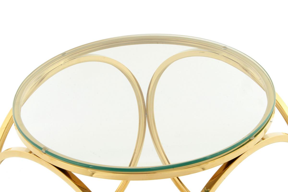 Beistelltisch Whitney 225 Goldfarben/Klar B: 50 cm - Klar/Roségold, Design, Glas/Metall (50/50/52cm) - Kayoom