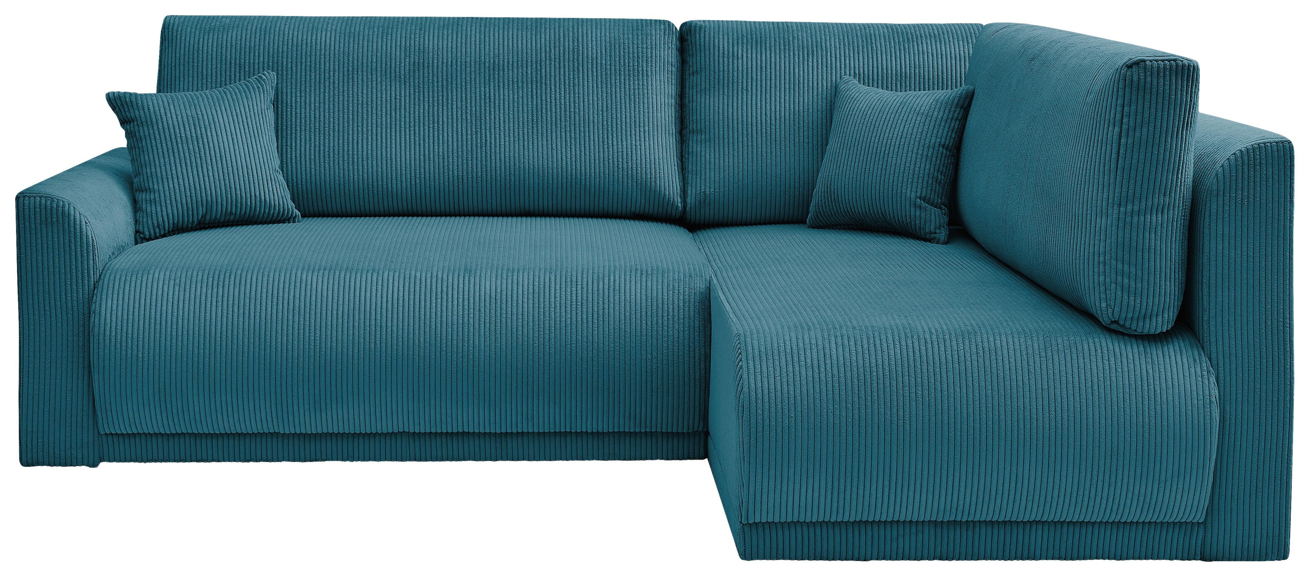 Rohová sedačka KIM L160, obojstranná, tyrkys. menčester - čierna/tyrkysová, Modern, drevo/textil (233/160cm)
