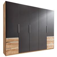 Drehtürenschrank Mit Schubladen 250cm Level 36a, Graphit Dekor - Plankeneiche/Eichefarben, MODERN, Holzwerkstoff (250/216/58cm) - MID.YOU