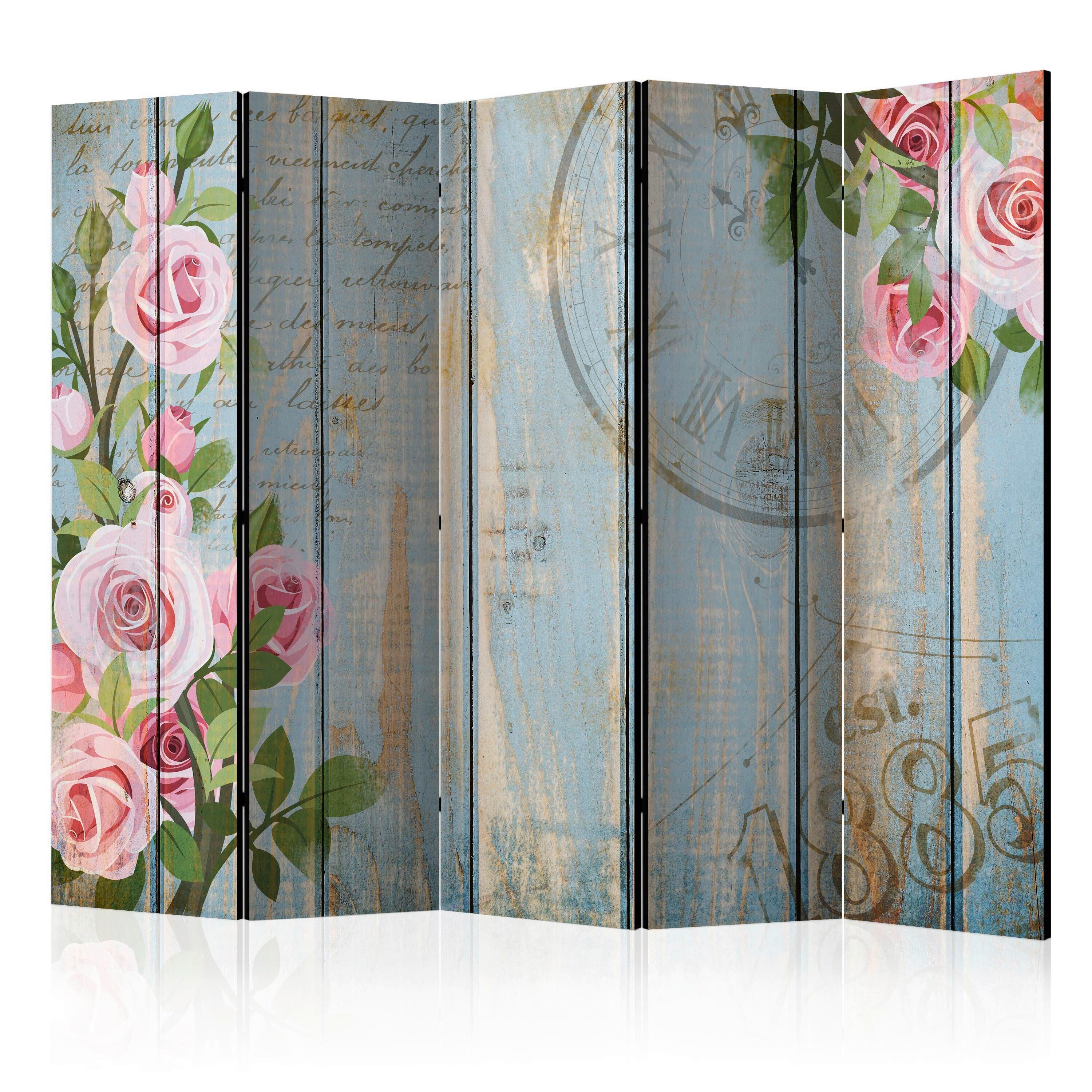 PARAVENT Pink Pastellblau B: 225 cm - Pink/Pastellblau, Basics, Holz/Textil (225/172/3cm) - artgeist
