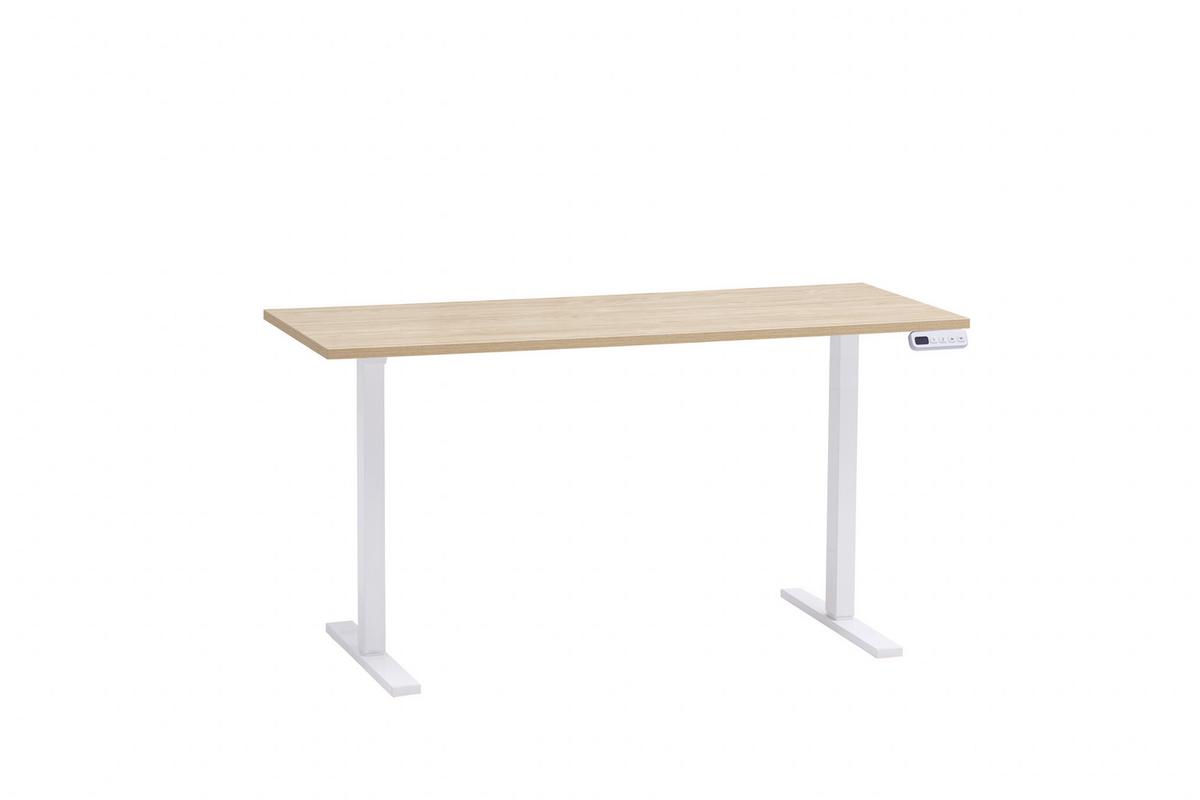 Schreibtisch Arezzo Eichefarben B: 138cm - Eichefarben/Weiß, MODERN, Holzwerkstoff/Metall (138/60/72,7-117,2cm) - MID.YOU