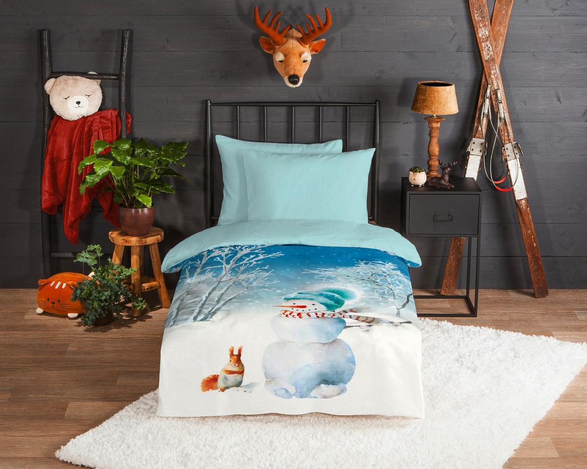 KINDERBETTWÄSCHE COLD - Blau/Weiß, Trend, Textil (140/200cm)