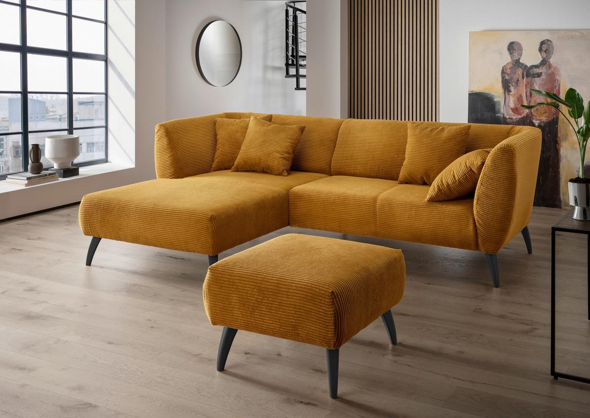 Ecksofa Colori Goldfarben S: 160/264 Cm - Goldfarben/Schwarz, MODERN, Holz/Textil (160/264cm) - MID.YOU