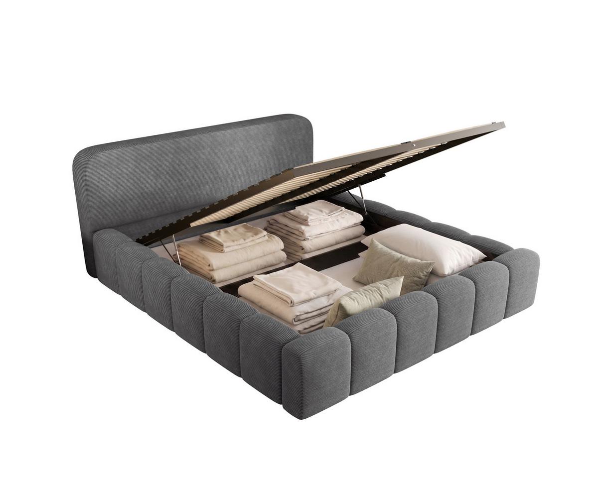 Polsterbett Deli 140 Anthrazit LF: 140x200cm - Anthrazit/Schwarz, MODERN, Textil/Metall (140/200cm) - MID.YOU