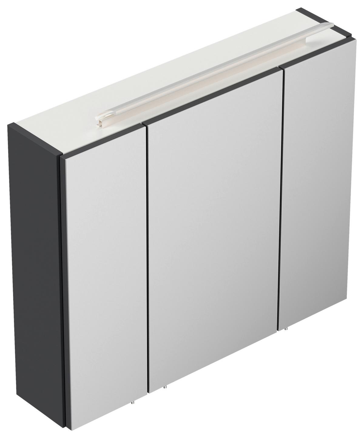 Spiegelschrank Graphitfarben B: 75 cm - Graphitfarben, MODERN, Glas/Holzwerkstoff (75/62/17cm) - MID.YOU