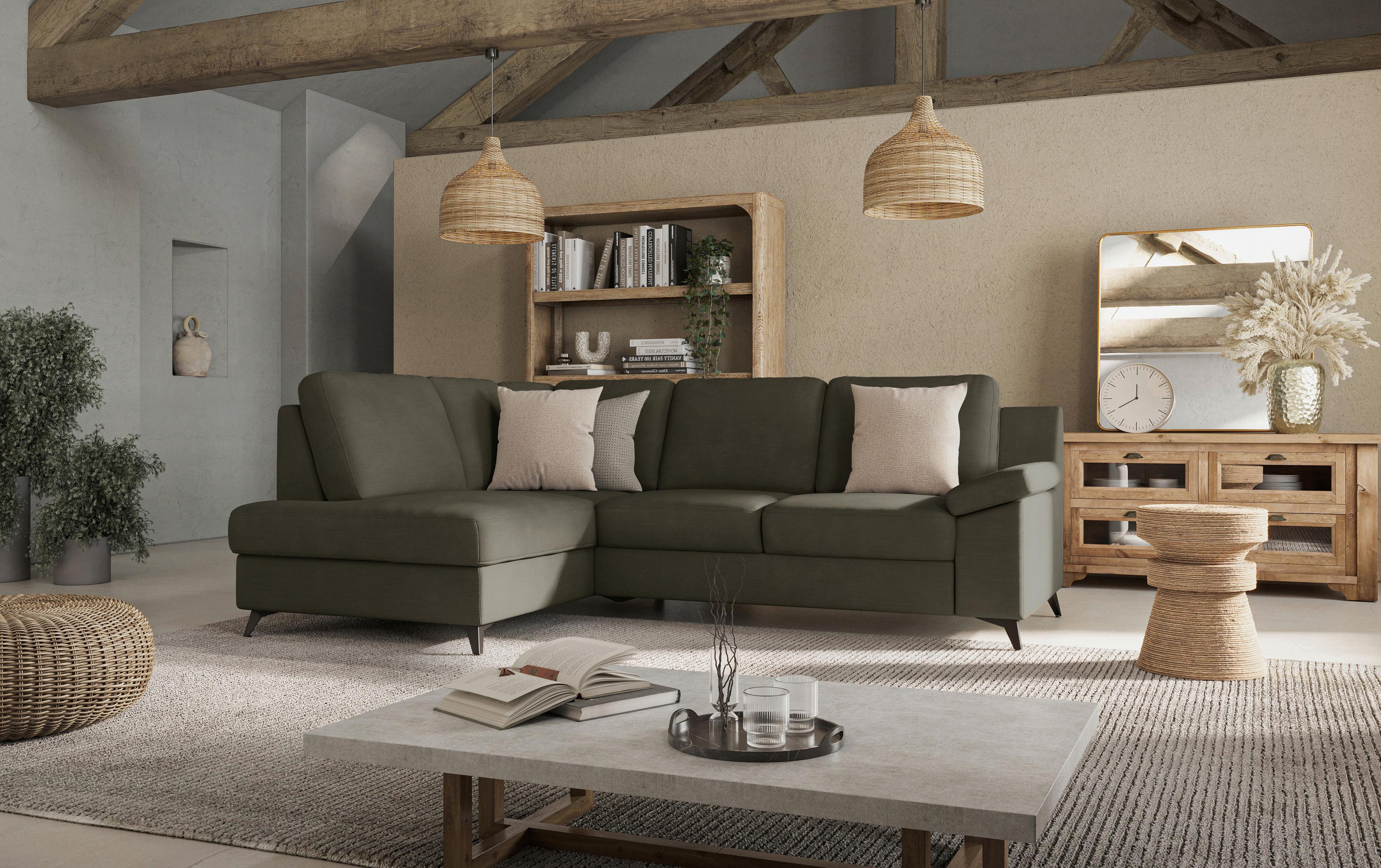 Ecksofa Boom, Dunkelgrün S: 170x242 Cm - Dunkelgrün/Schwarz, KONVENTIONELL, Textil (170/242cm) - Cotta