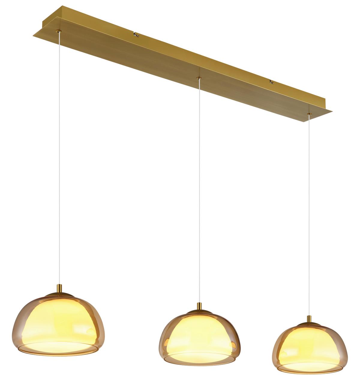 Hängeleuchte Avila 230V ca. 117x25x150 cm - Transparent/Goldfarben, Design, Glas/Kunststoff (117/25/150cm) - Globo