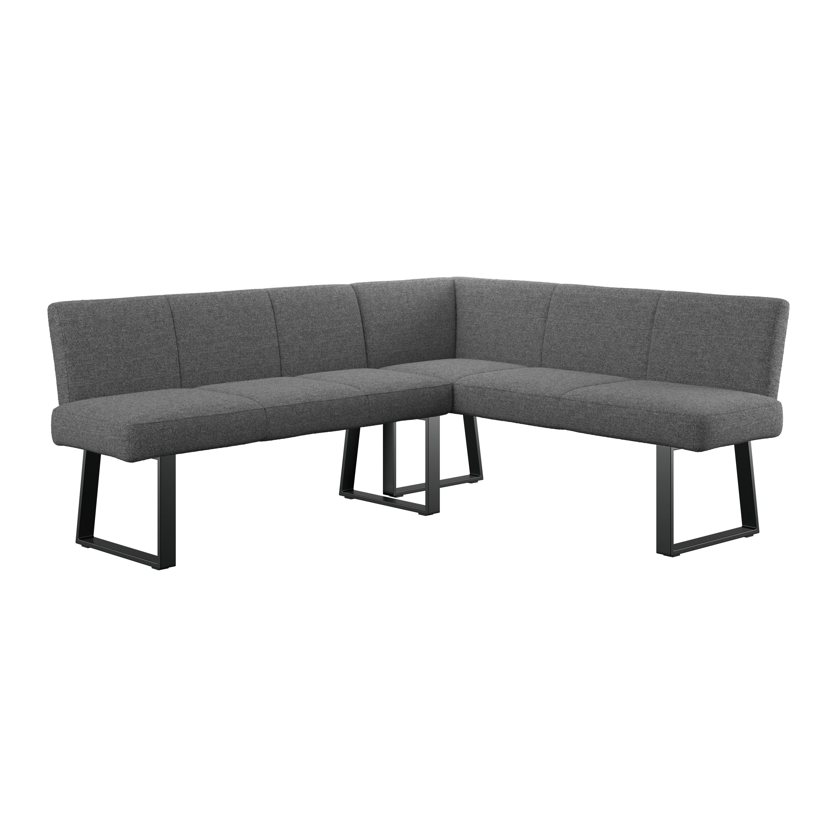 Eckbank Anthrazit/metallbeine Terri 190x150cm - Anthrazit/Schwarz, MODERN, Textil/Metall (190/150cm) - MID.YOU