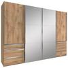 Schwebetürenschrank M. Spiegel + Laden 300cm Level 36a, Eiche - Eichefarben, MODERN, Glas/Holzwerkstoff (300/216/65cm) - Livetastic