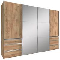 Schwebetürenschrank M. Spiegel + Laden 300cm Level 36a, Eiche - Eichefarben, MODERN, Glas/Holzwerkstoff (300/216/65cm) - Livetastic