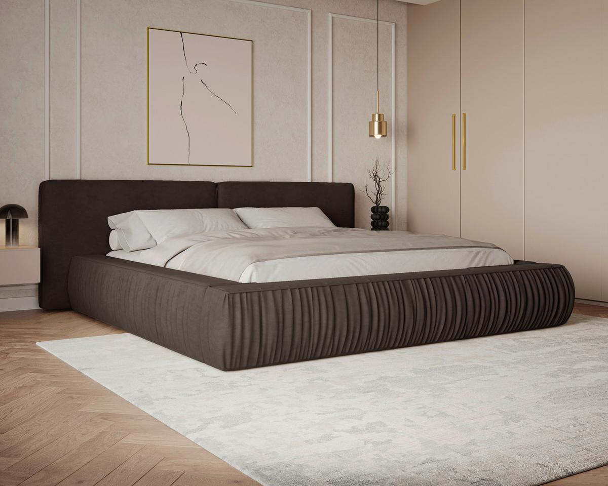 Polsterbett Vanessa mit Bettkasten 160x200 - Schwarz/Braun, MODERN, Holz/Metall (160/200cm) - Livetastic