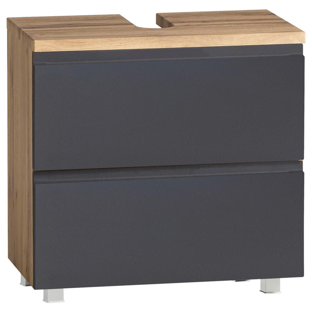 Waschbeckenunterschrank Varese B: 60 Cm Grau/eiche Wotan