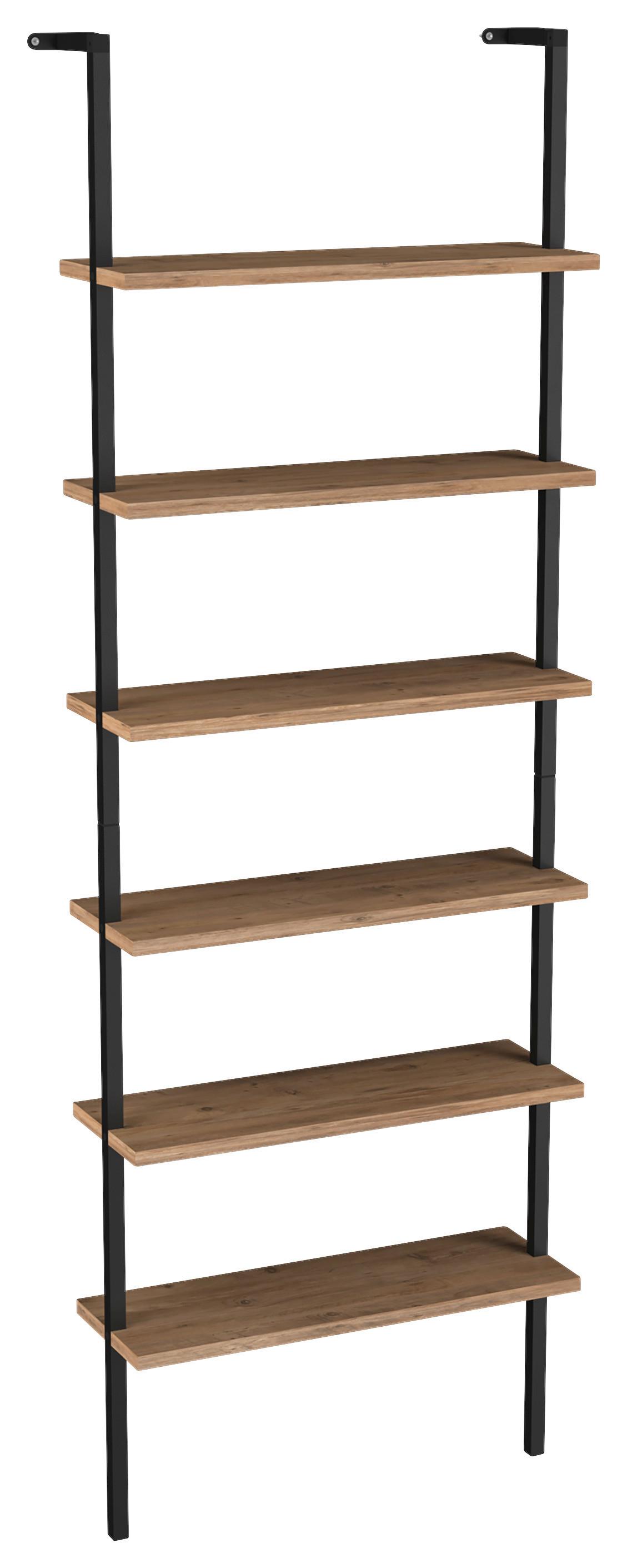 Regal Insasi Honigeiche Dekor Schwarz - Honigeiche/Schwarz, Design, Holzwerkstoff (60/183/20cm) - MID.YOU