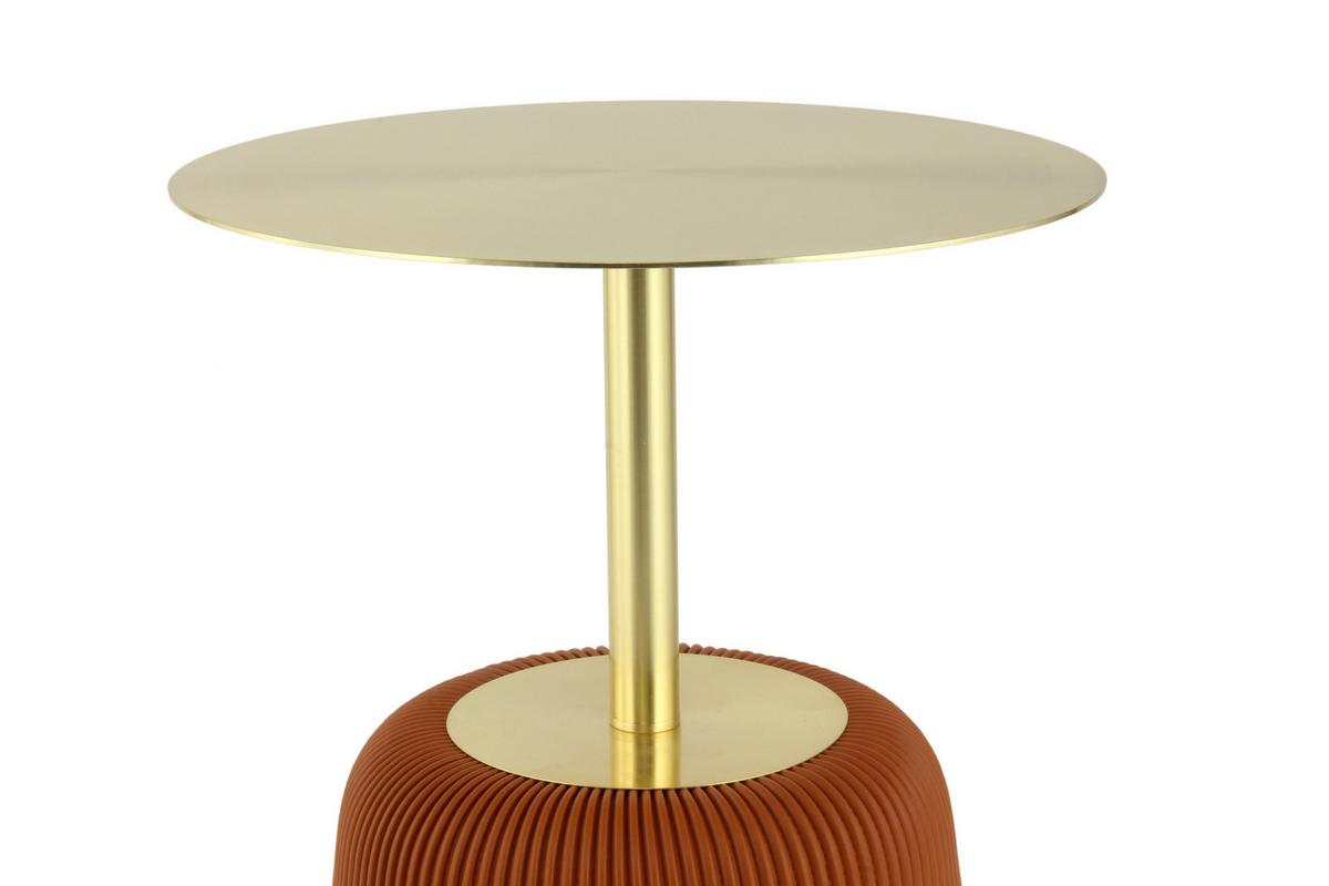 Beistelltisch Jokai 325 Cognac - Cognac/Goldfarben, Design, Holzwerkstoff/Textil (40/55cm) - Kayoom