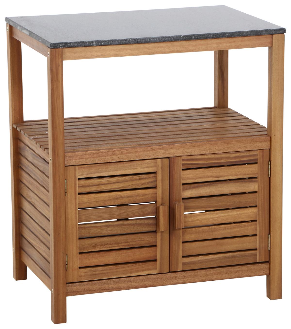 Outdoorküche L19599 - Schwarz/Akaziefarben, MODERN, Holz/Stein (75/87/52cm) - Siena Garden