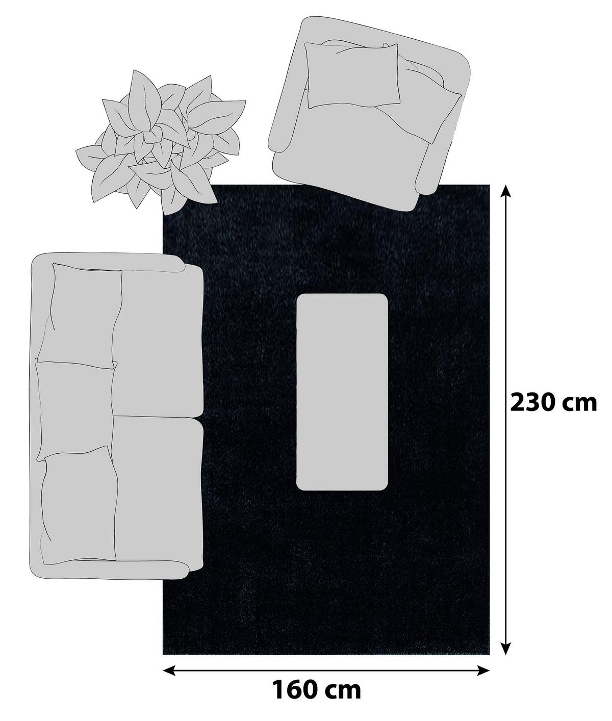 Hochflor Teppich Anthrazit Ata 160x230 Cm - Anthrazit, Design, Textil (160/230cm) - Novel