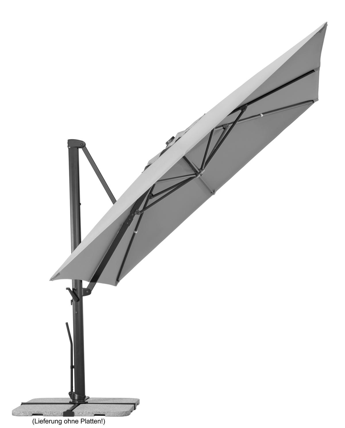 Ampelschirm Rhodos Smart BxHxT: 360x253x300 cm Silbergrau - Anthrazit/Hellgrau, Basics, Textil/Metall (360/253/300cm) - Schneider