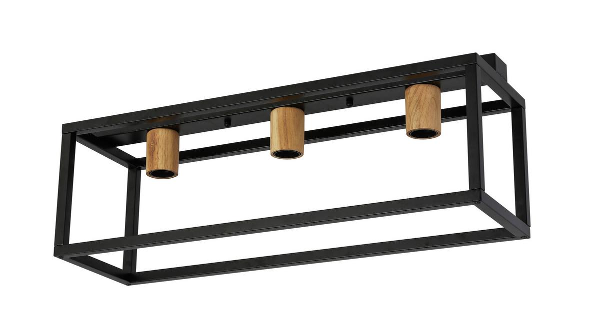Deckenleuchte Celine L: 65 cm 3-Flammig mit Eiche Echtholz - Schwarz, ROMANTIK / LANDHAUS, Holz/Metall (65/20/23cm) - James Wood
