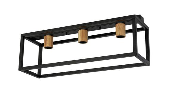 Deckenleuchte Celine L: 65 Cm 3-Flammig Mit Eiche Echtholz - Schwarz, ROMANTIK / LANDHAUS, Holz/Metall (65/20/23cm) - James Wood