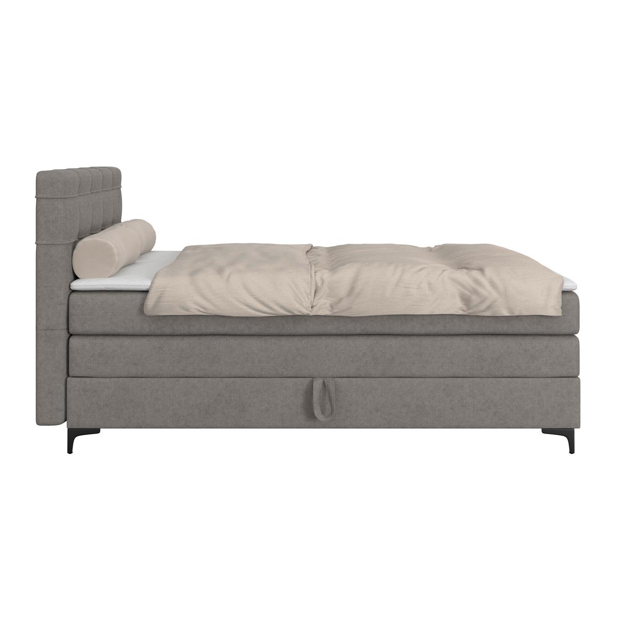 Boxspringbett MITTO Taupe 200x200 cm - Taupe/Schwarz, KONVENTIONELL, Textil/Metall (200/200cm)