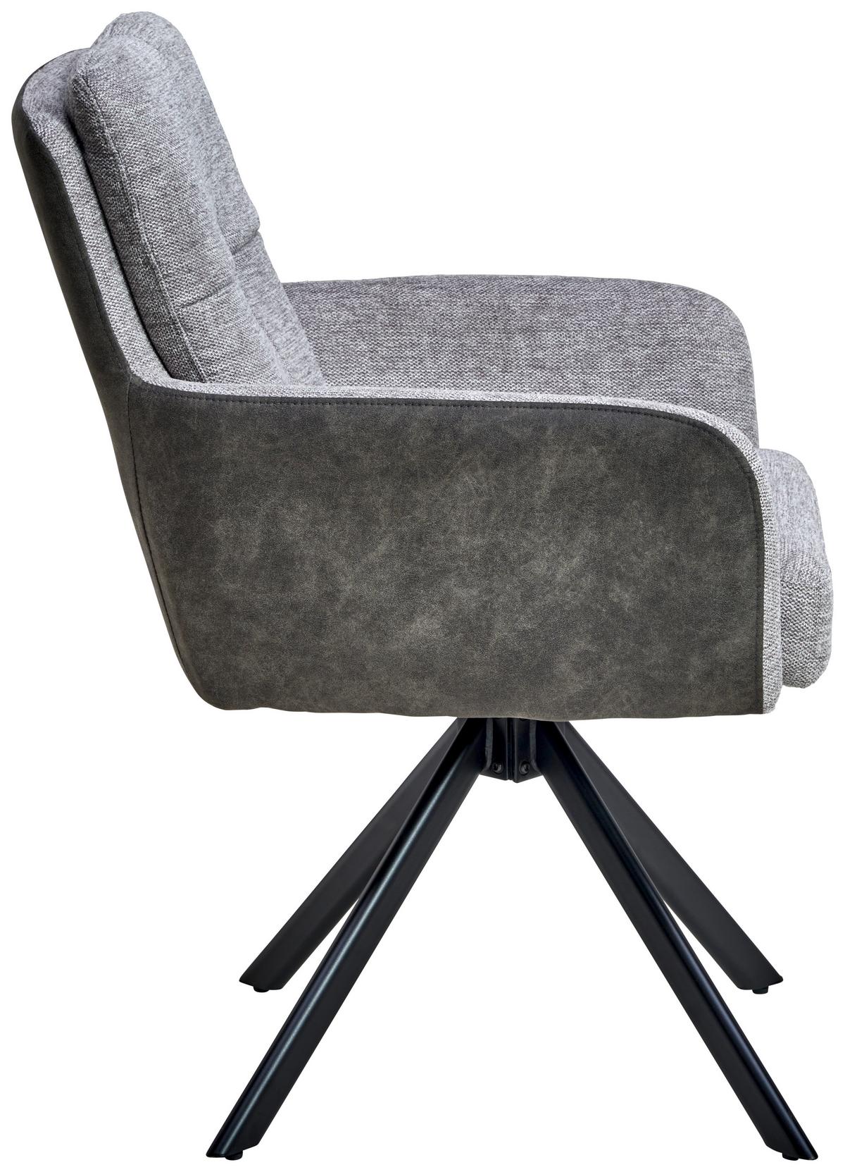 Armlehnstuhl Janet - Schwarz/Grau, LIFESTYLE, Holz/Textil (60/88/67cm) - MID.YOU