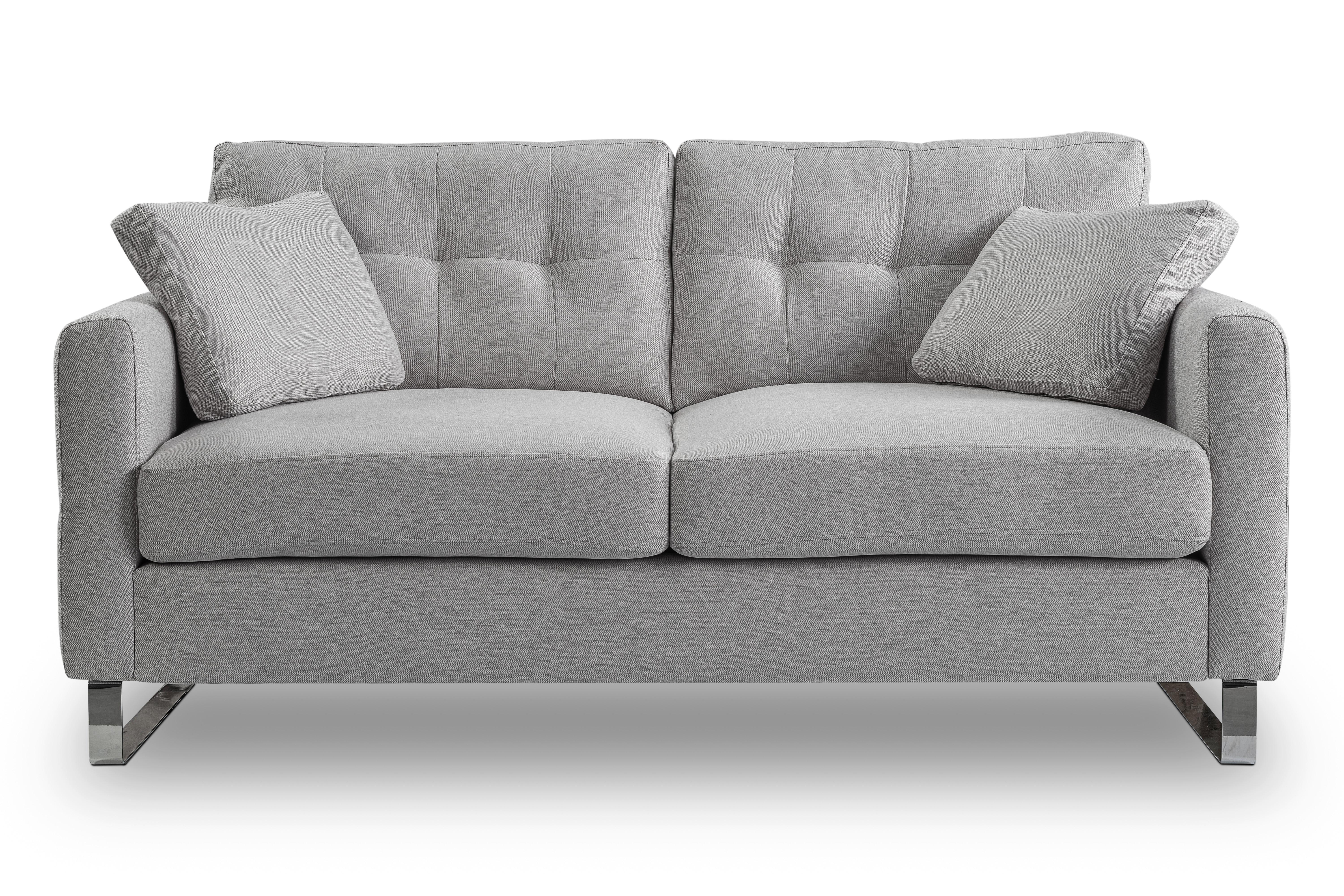 2-Sitzer-Sofa Hera Hellgrau B: 172cm - Chromfarben/Hellgrau, Basics, Holz/Textil (172/92/94cm) - MID.YOU