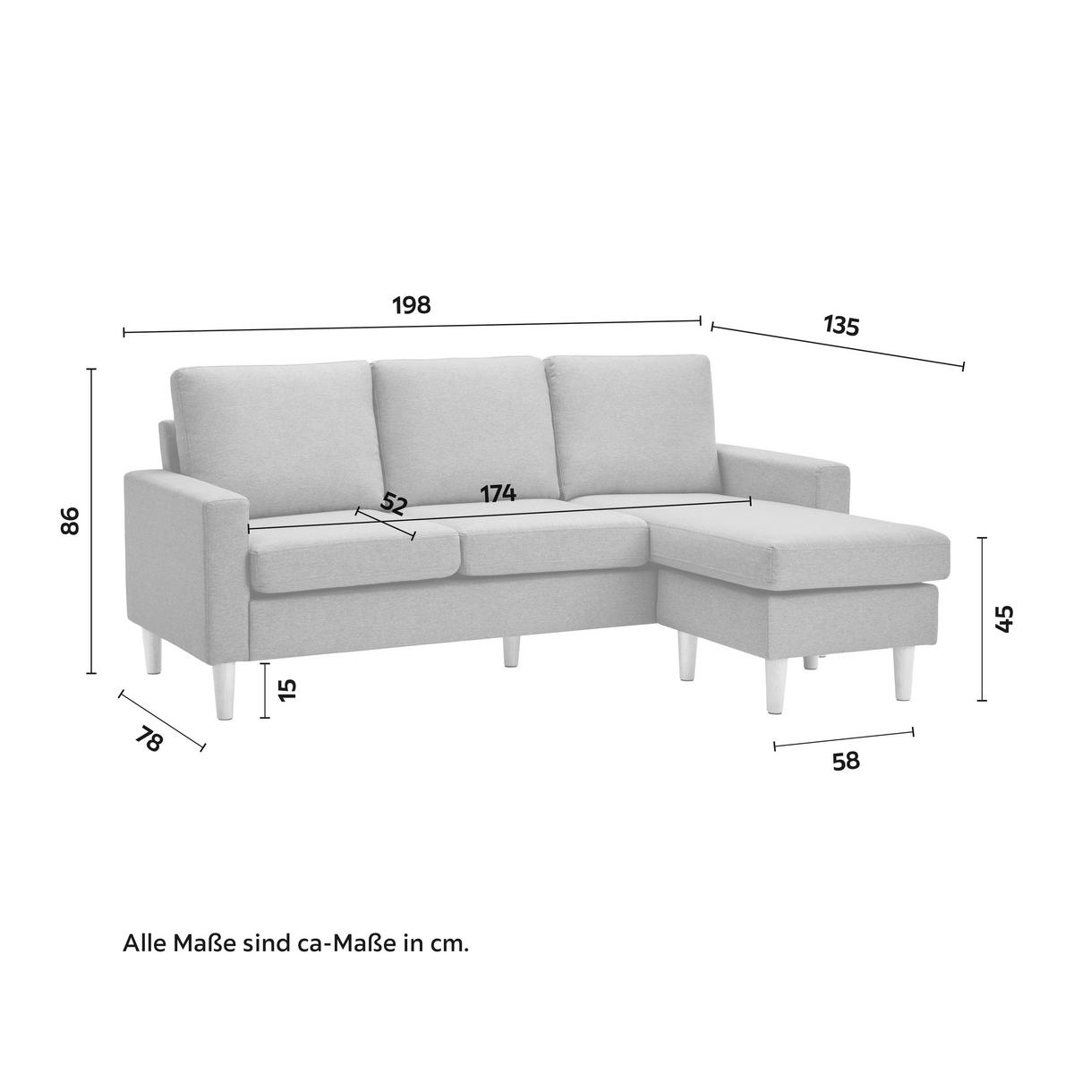 Rohová sedačka NOEMIE, přírodní barvy - přírodní barvy/béžová, Moderní, dřevo/textil (198/86/78-135cm) - Bessagi Home
