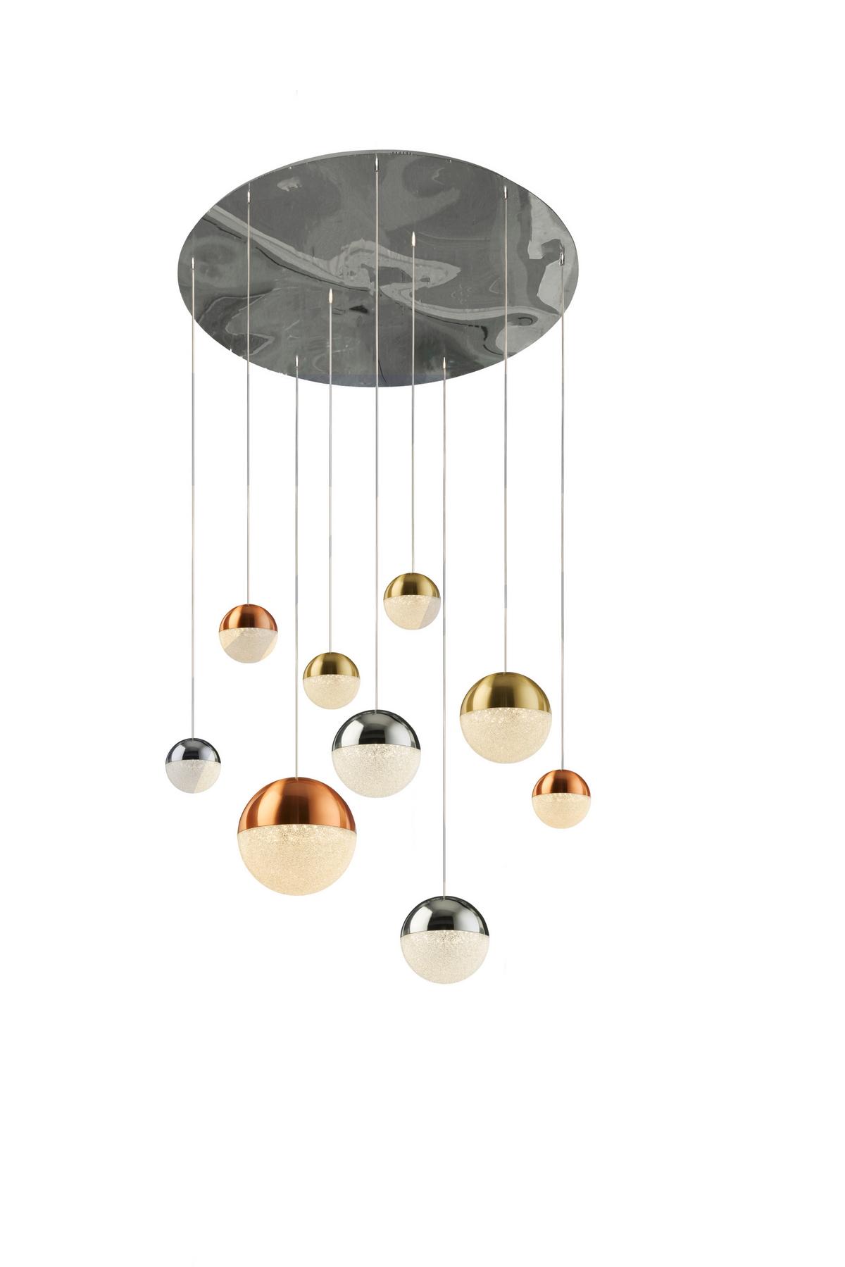 Led Függőlámpa 4519-9 - krómszínű, Design, üveg/textil (60/153cm)