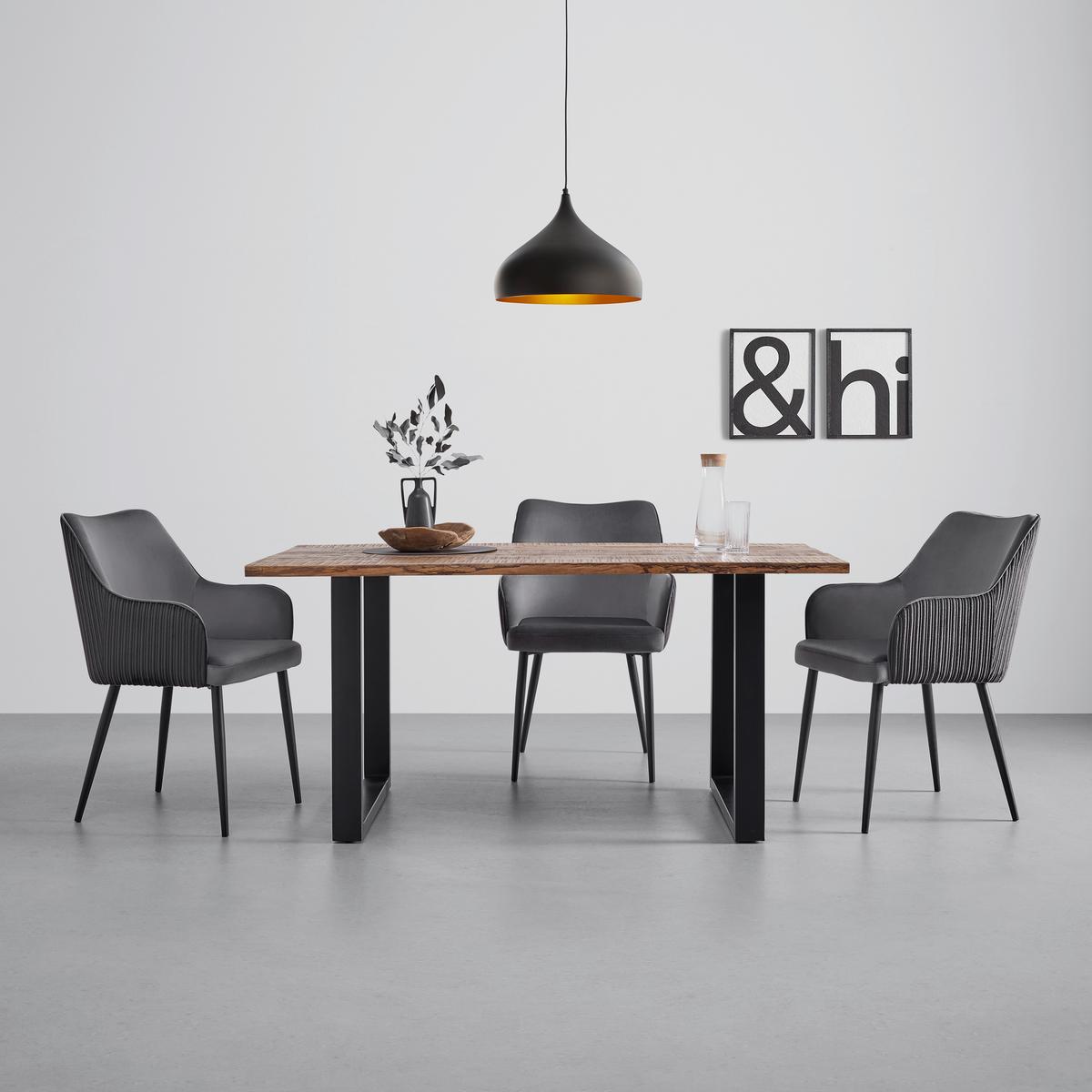 Jídelní stůl Arya 160x85 cm - černá/barvy akácie, Moderní, kov/dřevo (160/85/76cm) - Bessagi Home