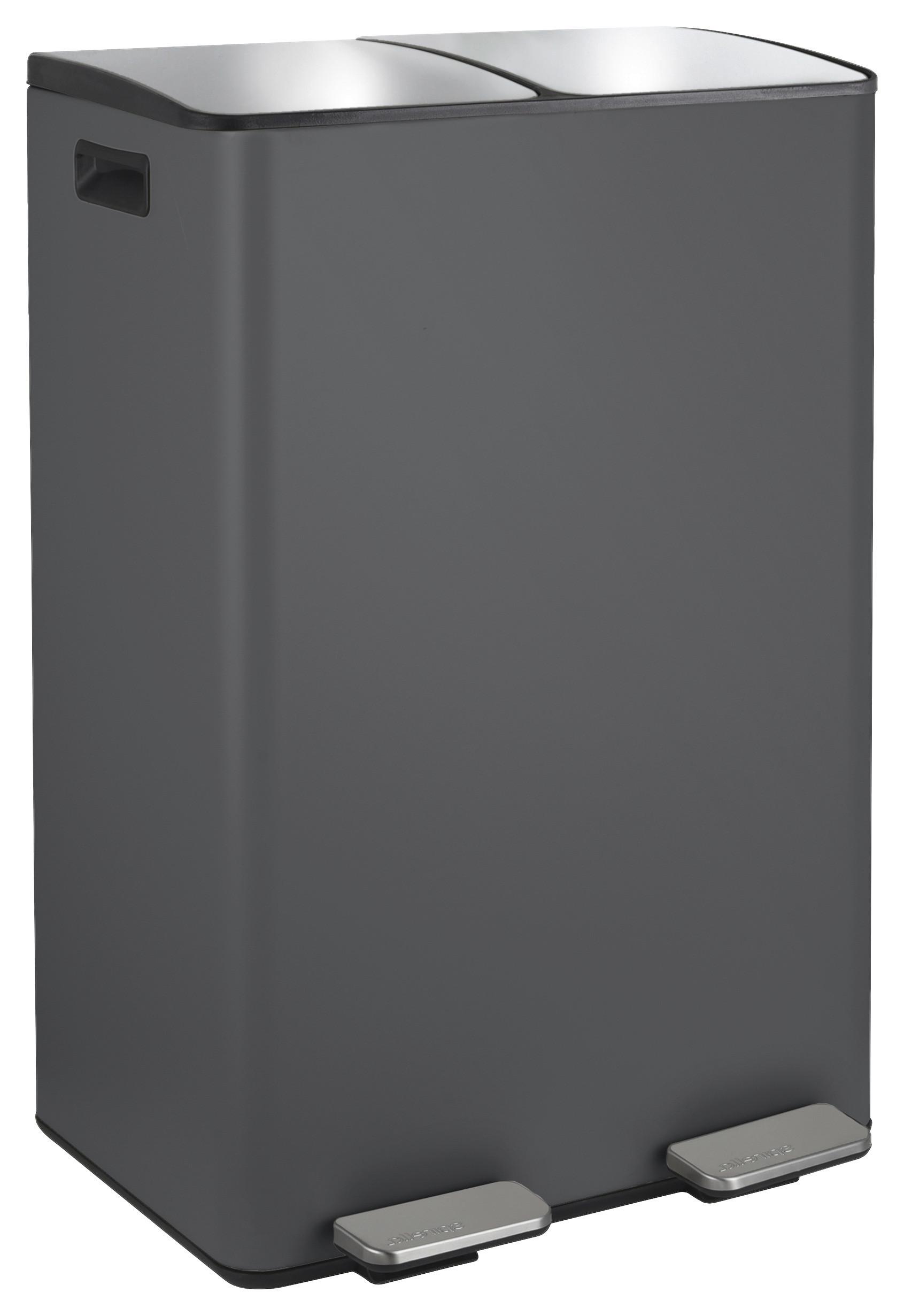Treteimer Aliya 60L Dunkelgrau Metall LBH: 45x30x71 cm