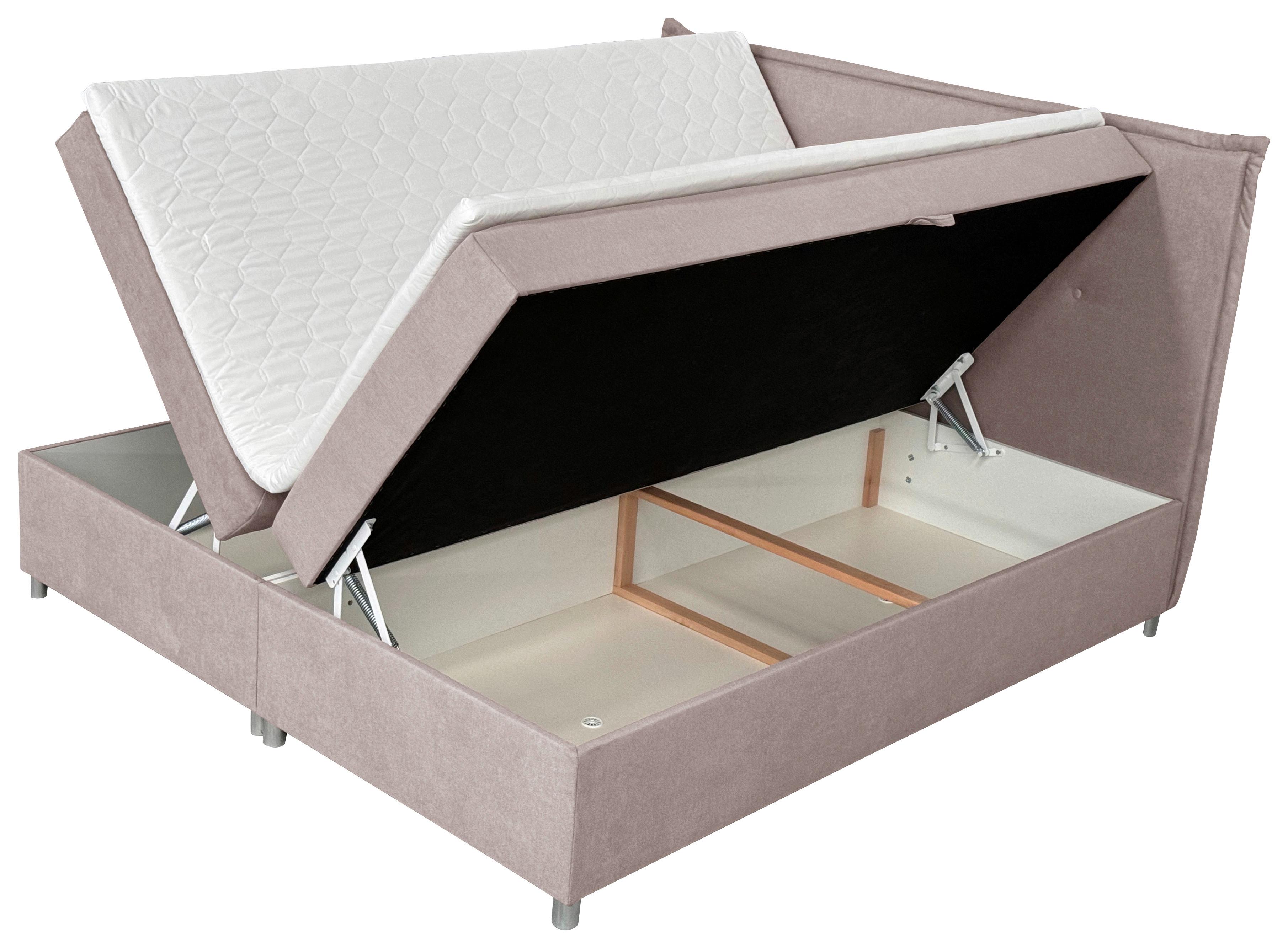 Boxbett Levie Mit Bettkasten Dunkelgrau 180x200 Cm - Dunkelgrau/Silberfarben, Basics, Textil (180/200cm) - MID.YOU