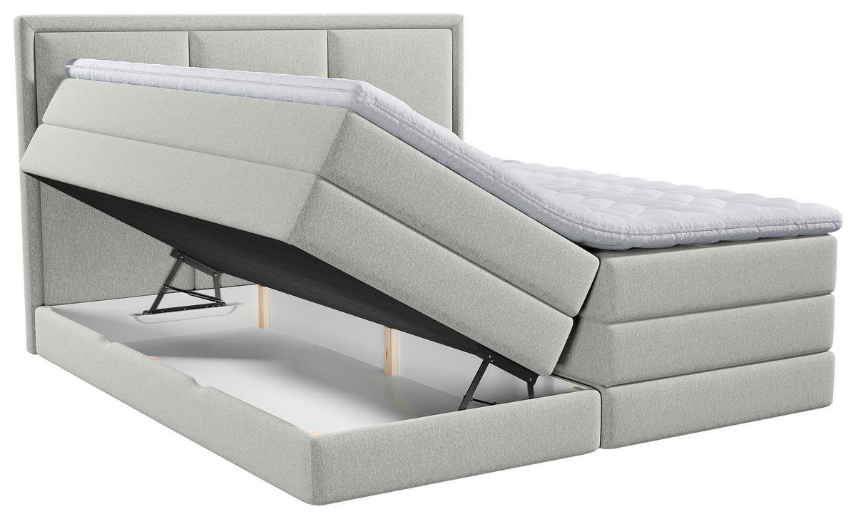 Boxspringbett Swing K - Hellgrau, Design, Textil (180/220cm) - MID.YOU