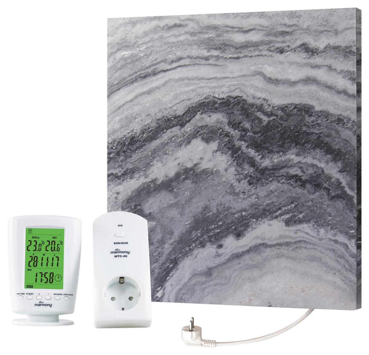 Infrarot Heizung 500 W Marmor 50x60 cm inkl. Thermostat - Grau, MODERN, Stein (50/60/2cm) - marmony